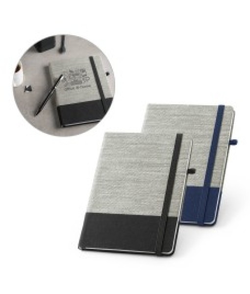 Caderno A5 em Palha e Algodão Canvas com Folhas Pautadas
