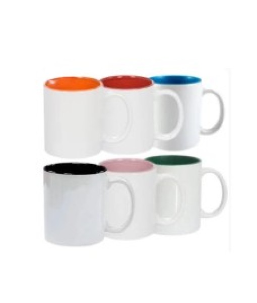 Caneca Cerâmica Branca e Interior Colorido 325ml
