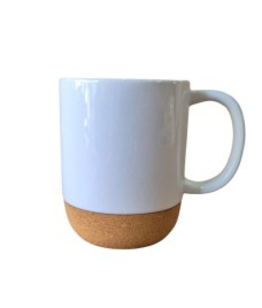 Caneca Cerâmica Branca Base Cortiça - 400ml